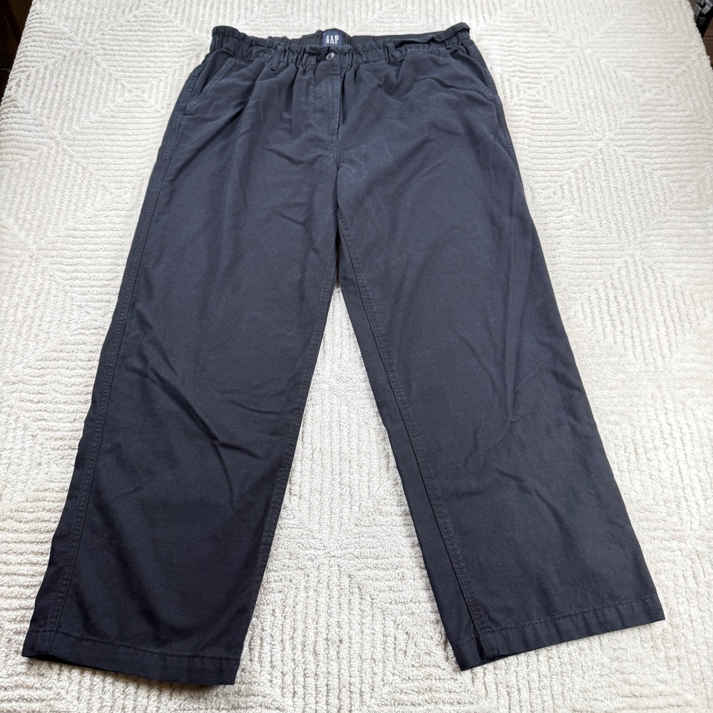 Gap Wide Leg Pants Womens XL Navy Cotton Lyocell Utility Minimalist Capsule Work